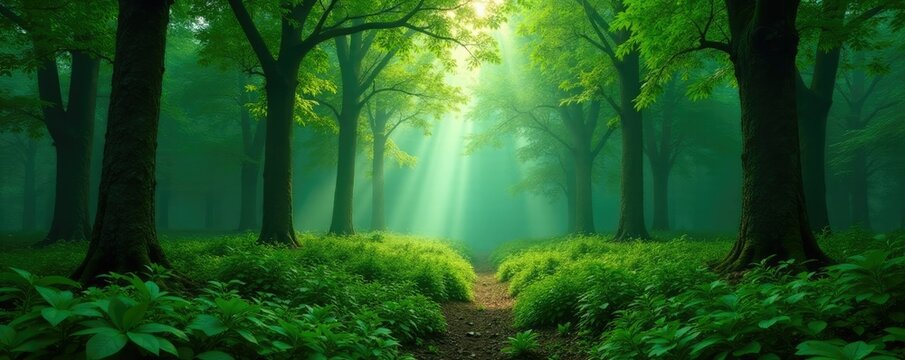 Dense foliage of Polylepis quadrijuga trees in misty forest atmosphere, green, flora