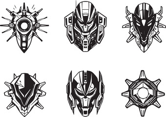 Fototapeta premium A set of elements for flat design in cyberpunk style. Hand drawn vector illustration
