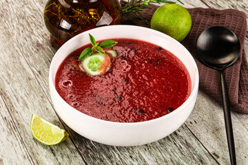 Sweet watermelon gazpacho with cucmber