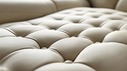 Obraz premium Close-up of tufted beige leather upholstery.