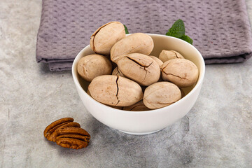 Crunchy pecan nut in the bowl