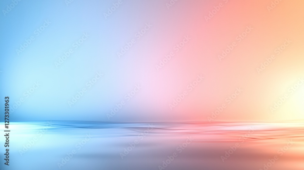 Poster Soft baby blue gradient transitioning to warm coral abstract visual art minimalist design peaceful environment