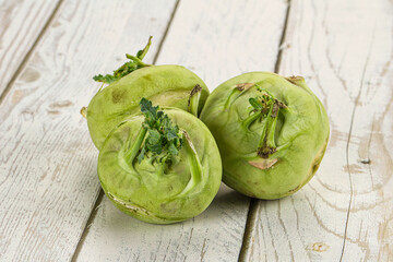 Raw fresh organic kohlrabi cabbage