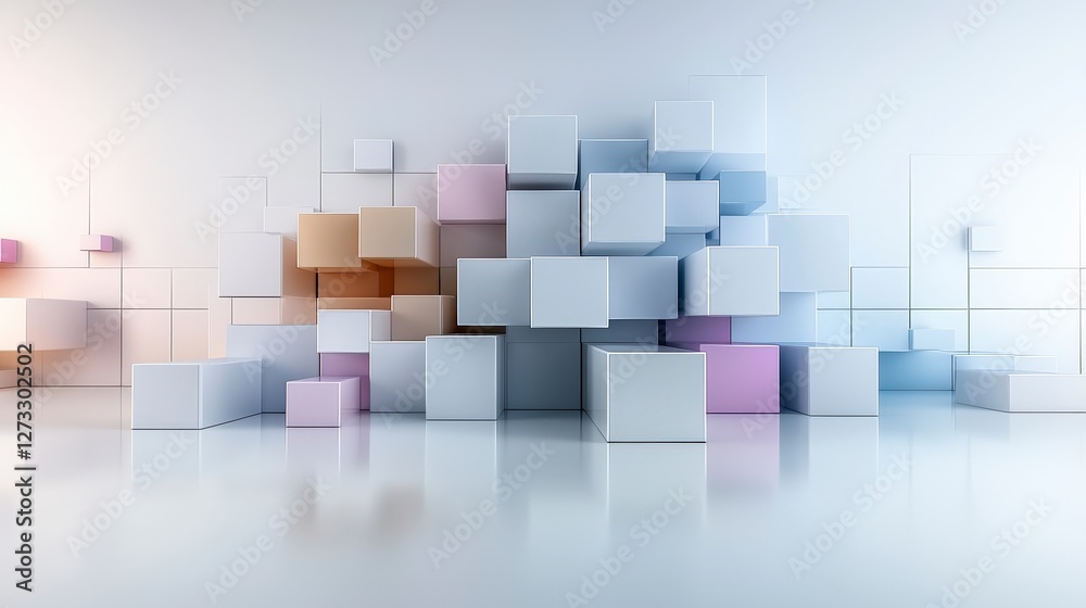 Aufkleber dynamic geometric shapes composition modern studio abstract art minimalist design eye-level soft aes