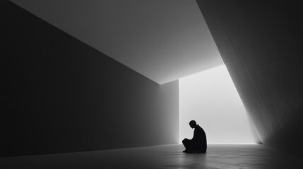 Withdrawal symptoms bring emotional isolation. A person sitting alone in a dimly lit room, head bowed