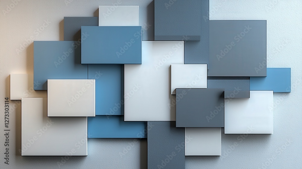 Poster abstract art installation featuring overlapping rectangles in minimalist design contemporary space m