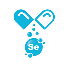 Fototapeta premium Selenium minerals inside blue bubble, icon, vector.