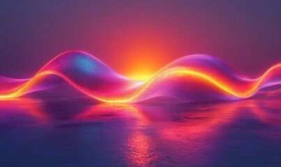 Abstract 3D Light Flow Background with Neon Colors, Generative AI