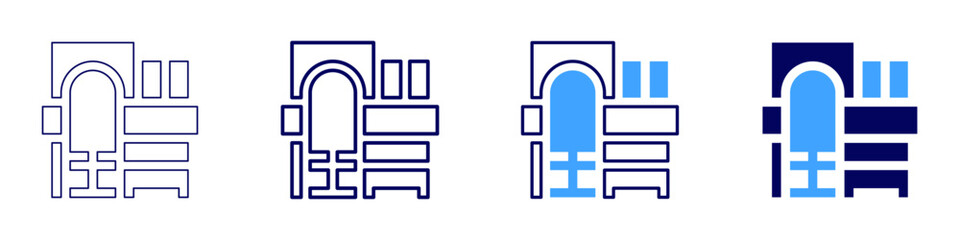 Office desk lamp icon in 4 different styles. Thin Line, Line, Bold Line, Duotone. Duotone style. Editable stroke