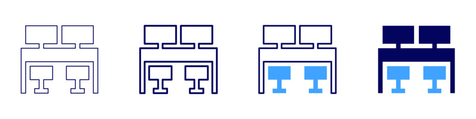 Office display systems icon in 4 different styles. Thin Line, Line, Bold Line, Duotone. Duotone style. Editable stroke
