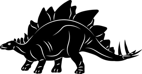 dinosaur silhouette on white background, vector