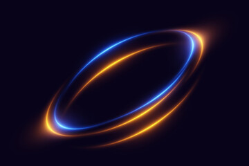Glowing spiral neon light. Particles of sparks of a circle, and dyno speed.