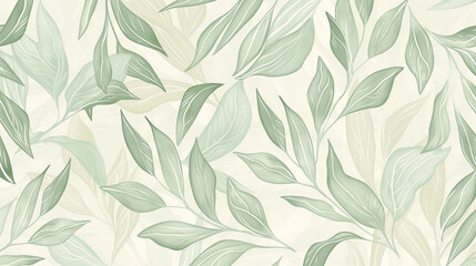 Fototapeta premium seamless pattern with leaves, Seamless doodle botanicals pattern in a grunge, texture