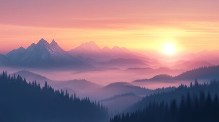 Scenic sunrise in the high mountains