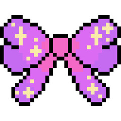 Pastel bow. Ribbon bow icon. 8 bit Tied Bow.
