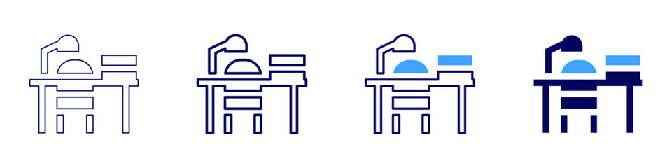 Office meeting room icon in 4 different styles. Thin Line, Line, Bold Line, Duotone. Duotone style. Editable stroke