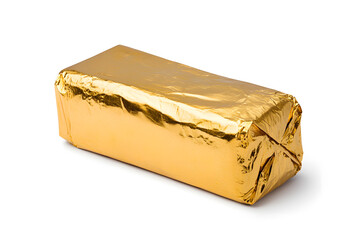 Golden foil bar isolated on white