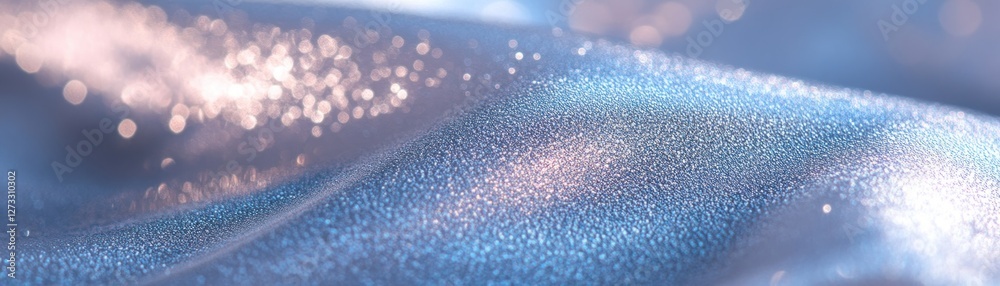 Poster Shimmering blue fabric with bokeh lights creates an elegant background
