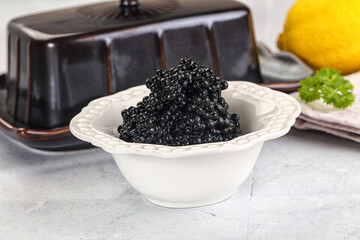 black sturgeon caviar in the bowl