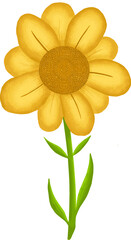 Fototapeta premium Hand drawn Clip art illustration of yellow flowers