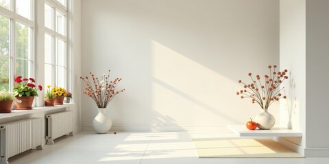 Serene Minimalist Room Decor with Natural Light and Earthy Accents