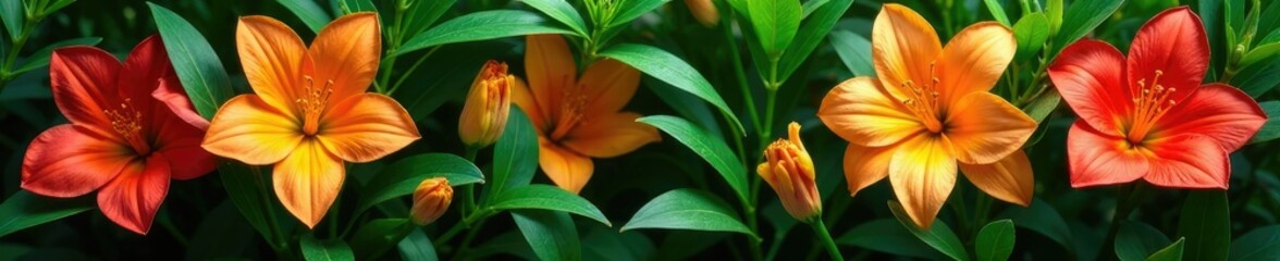 Tranquil alstroemeria arrangement amidst lush greenery, alstroemeria, leaves, calm