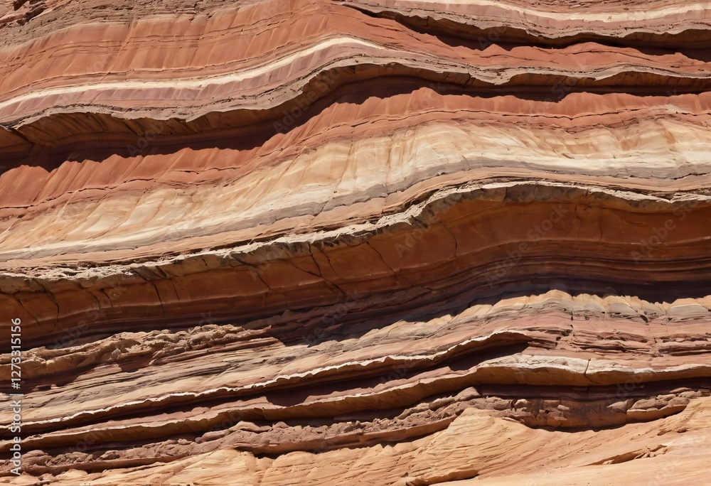 Poster sedimentary rock layers, natural geological formation. eroded strata displaying earth's history. wav