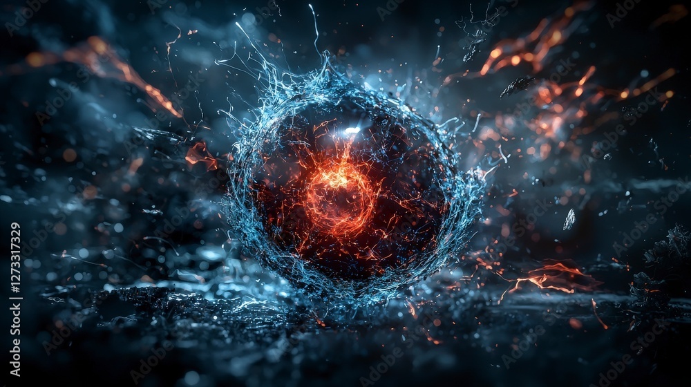 Leinwandbilder Dynamic energy sphere abstract environment 3d visual futuristic setting close-up view bold human experience concept