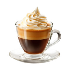 Creamy Coffee Cup with Whipped Cream on Top in Clear Glass