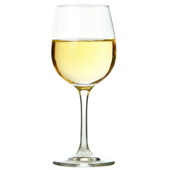Elegant Glass of White Wine with Clear Liquid and Sparkling Surface