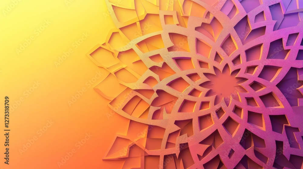 Poster Abstract Mandala Design with Warm Color Gradient
