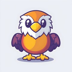 Naklejka premium Cartoon Eagle with Solid Color Background