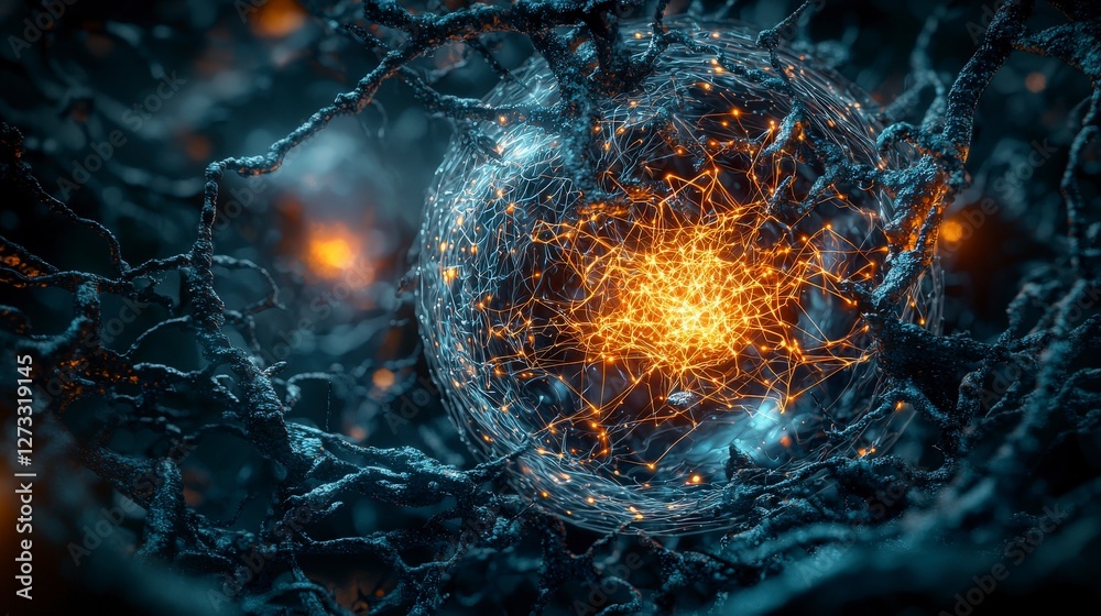 Poster Visualizing human consciousness a conceptual scene of neural networks digital realm abstract environment