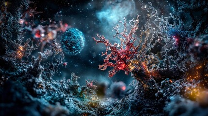 Obraz premium Cosmic colonization imagery vibrant space organ landscapes surreal environment digital art technique