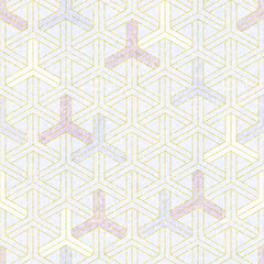 淡い色の千代紙風毘沙門亀甲文様シームレス背景
