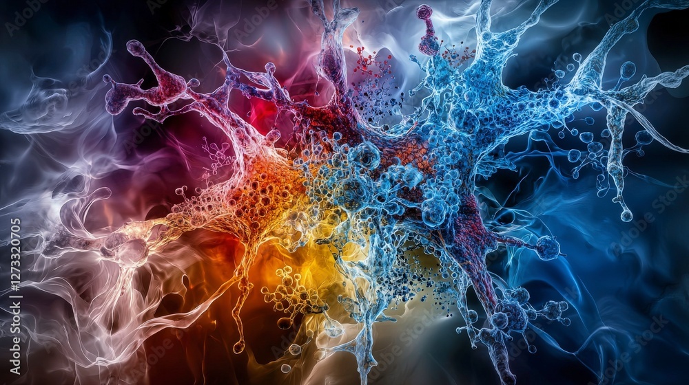 Leinwandbilder Abstract representation of genetic diversity in colorful microbial structures science digital art environment