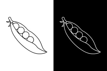 Green Peas & Beans Doodle Icon. Engraving-Style Vector Clipart