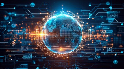 Fototapeta premium Global network connection, digital world, futuristic technology.