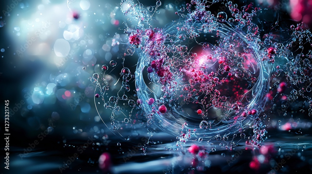 Poster Dreamlike visualization of technological concepts in abstract space digital art surreal environment