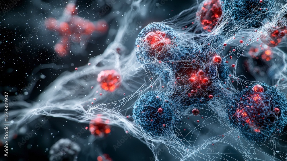 Fototapete Molecular structures in motion scientific visualization laboratory setting detailed close-up abstract concept