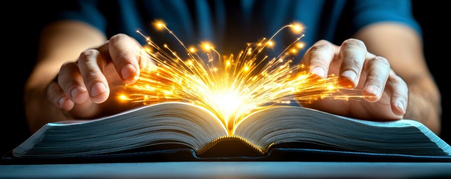 Discovering inspiration through reading a magical book experience home photography indoor close-up creativity