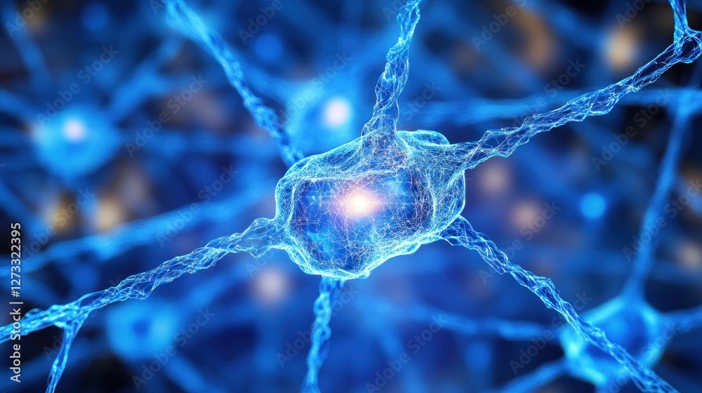 Aufkleber a detailed view of a neuron cell and its network