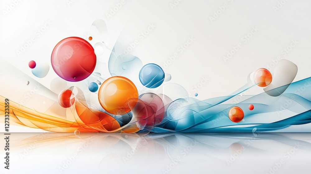 Poster Dynamic soft geometric shapes in vibrant colors abstract art modern design studio environment aesthetic view