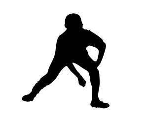 リードを取る野球ランナーのシルエット