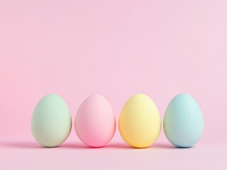 Minimalist Pastel Easter Eggs on Soft Gradient Background - Generative AI
