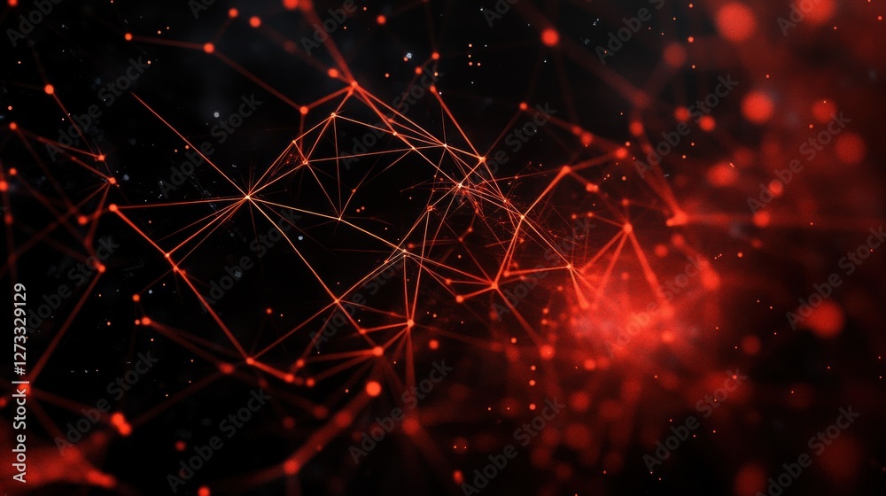 Poster Abstract Red Network Connecting Points Of Light