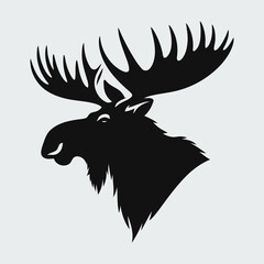 Majestic Moose Head Silhouette – Black and White Vector Illustration