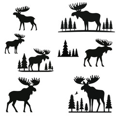 Moose and Forest Vector Collection – Majestic Wildlife Silhouettes for Outdoor Designs