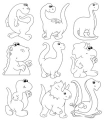 coloring pictures collection of dino cute animals. coloring pages for children that you can print on standard paper	
