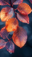 Digital technology translucent fantasy leaves plant abstract graphic poster background